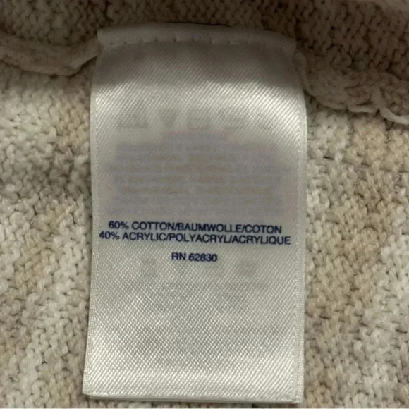 Lands’ End White & Tan Women’s Cotton Blend Sweater Size Medium Petite - Picture 9 of 13